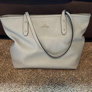 Light Blue Sparkly Leather Coach Bag